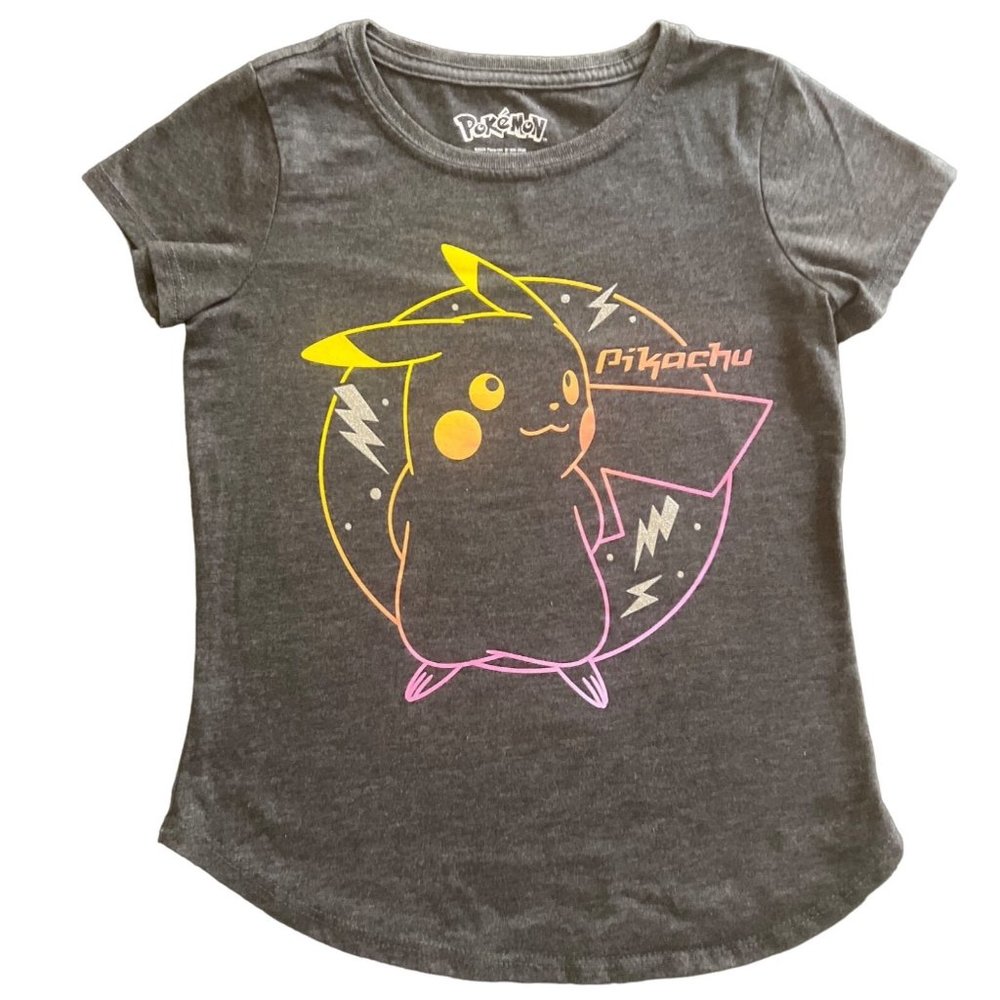 Pokémon Girls Size M Short Sleeve Pikachu Dark Gray T-Shirt